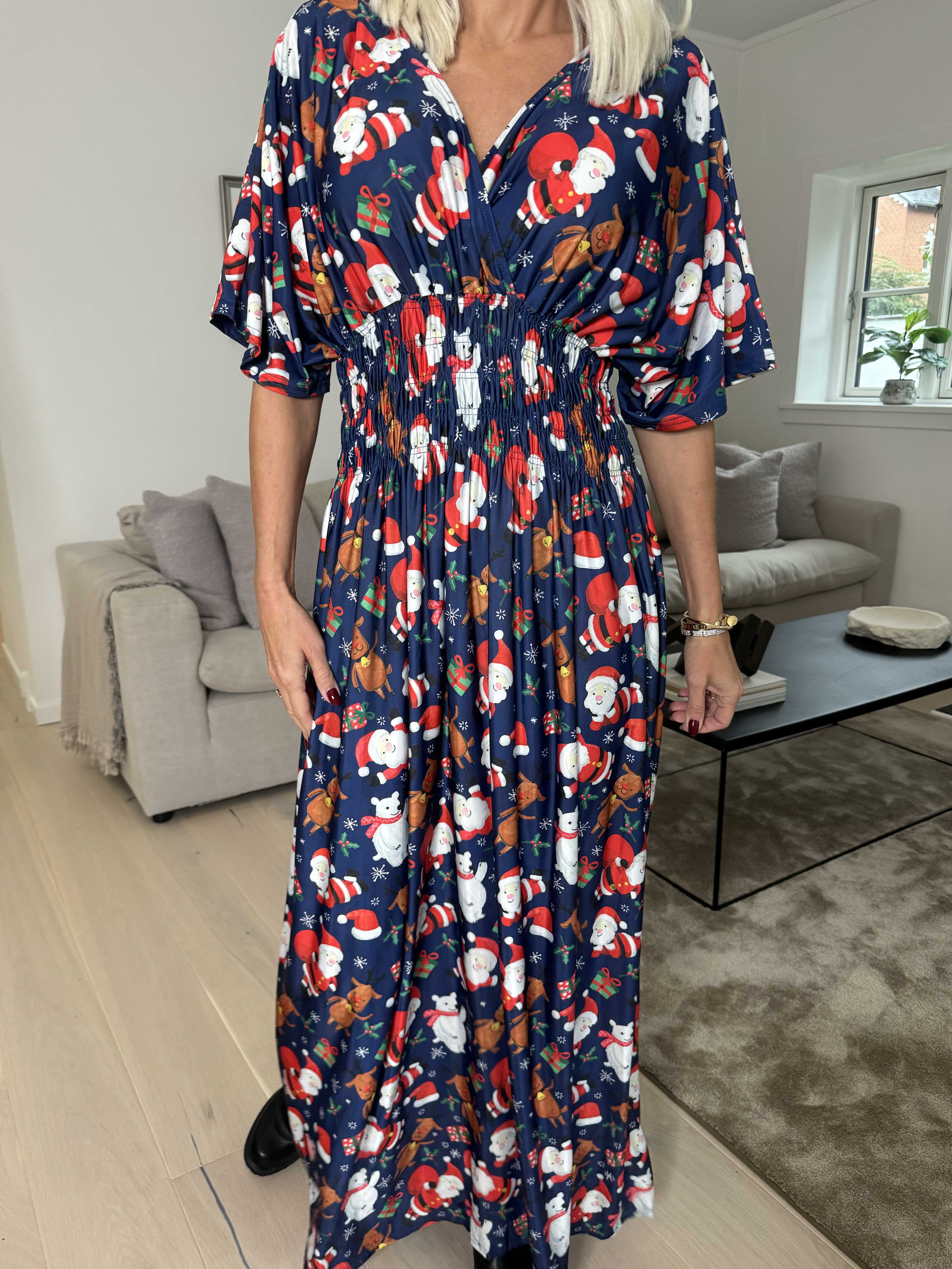 Pams Christmas - Lång klänning med resår och julmotiv